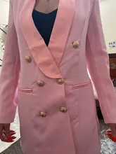 Chaqueta lisa de primavera y otoño para mujer, chaqueta Sexy rosa de manga larga con doble botonadura, abrigo ajustado, Top para mujer, ropa de moda 2020