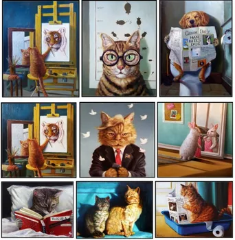 

Funny Cats and Dogs - Counted Cross Stitch Kits - DIY Handmade Needlework for Embroidery 14 ct Cross Stitch Sets DMC Color