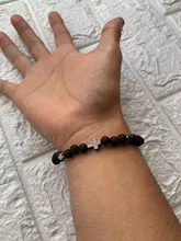 Los Hombres Calientes pulseras 6mm negro roca de Lava piedra hecho a mano hematita pulsera con cuentas cruzadas y brazalete ajustable tamaño de las mujeres joyería de la muñeca