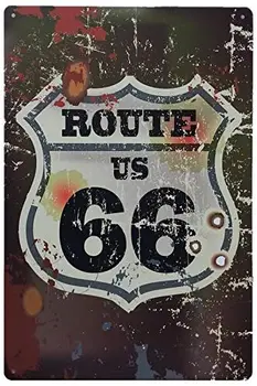 

MARQUISE & LOREAN Route 66 wall decor | Decorative plate Vintage Route | Poster veneer poster (Bullet Shooting, 30x40 cm)