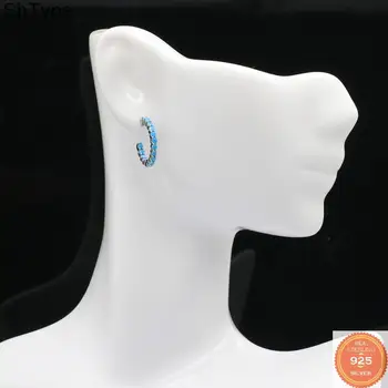 

15x2mm 2020 1.7g Created Blue Turquoise Gift For Sister 925 Solid Sterling Silver Stud Earrings