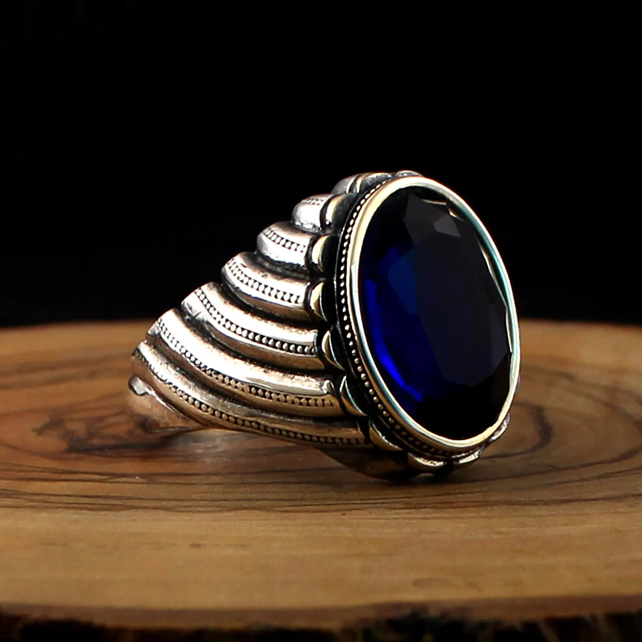 

925 Sterling Silver Ring for Men with Blue Zircon Stone (Made in Turkey)