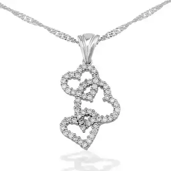 

KUTAYDAN 925 Sterling Silver 3 Heart Lady Necklace