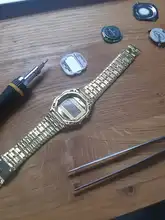 Nuevo Vintage negocios Reloj de oro hombres clásico vestido de las mujeres de acero inoxidable alarma Digital LED Reloj resistente al agua Reloj de pulsera Reloj -20