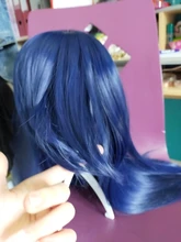 Peluca de pelo corto sintético rosa para Cosplay, para mujeres, Lolita, Amarillo, Azul, Morado, rojo, longitud media, MUMUPI