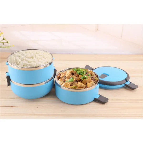 Ланч бокс 3 секции Lunch Box Urban Living 3 Layer Stainless Steel термо контейнер для обедов(Голубой