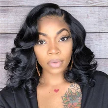 Magic Love13 * 4-Peluca de cabello humano ondulado para mujer, postizo de encaje Frontal, pelo Remy brasileño, Natural, Bob, prearrancado