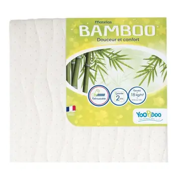 

Mattress for baby YOOPIDOO Bamboo - Absorbent viscose Douce Brpirante-French Made-60x120x12 cm