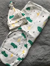 Manta y gorro para bebé, edredón de algodón para bebé, pañales de muselina urdimbre, saco de dormir, sobre, ropa de cama