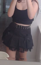 Sweetown-faldas plisadas de estética gótica negra, minifalda de cintura baja con acabado de encaje para mujeres, estilo Punk oscuro Academia Y2K