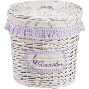 

Basket linen natural House oval "Lavender", d320 B210 B360, White
