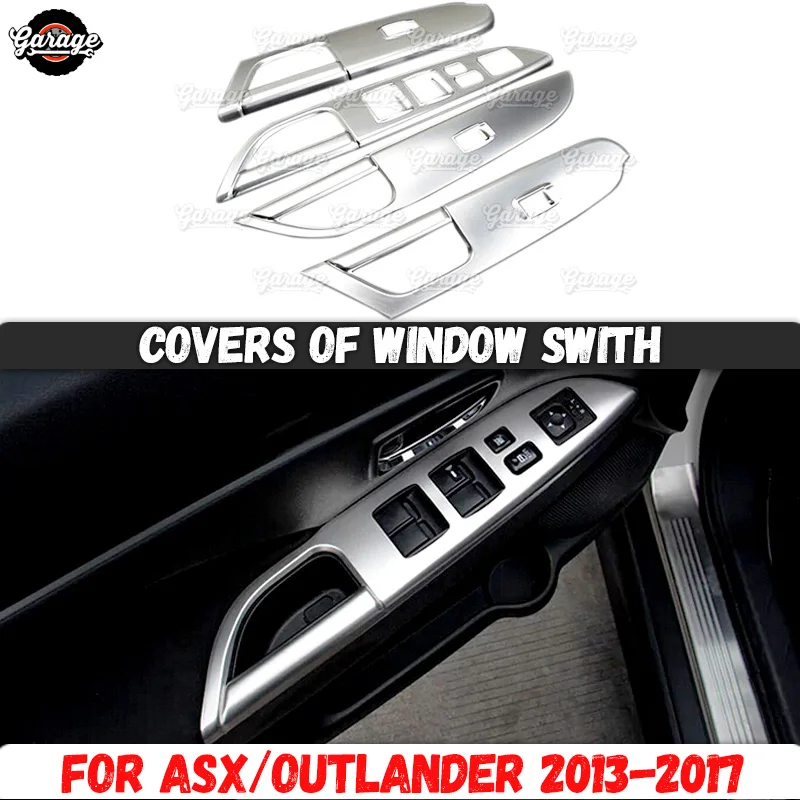 Covers of window swith case for Mitsubishi Outlander Sport 2013- ABS plastic molding 1 set / 4 pcs decoration car stylin