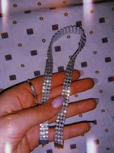 Joyería de moda Punk Hip Hop para hombre y mujer, Gargantilla de malla con elementos para el cuello, Collar con broche de langosta de cristal con incrustaciones de diamantes de imitación