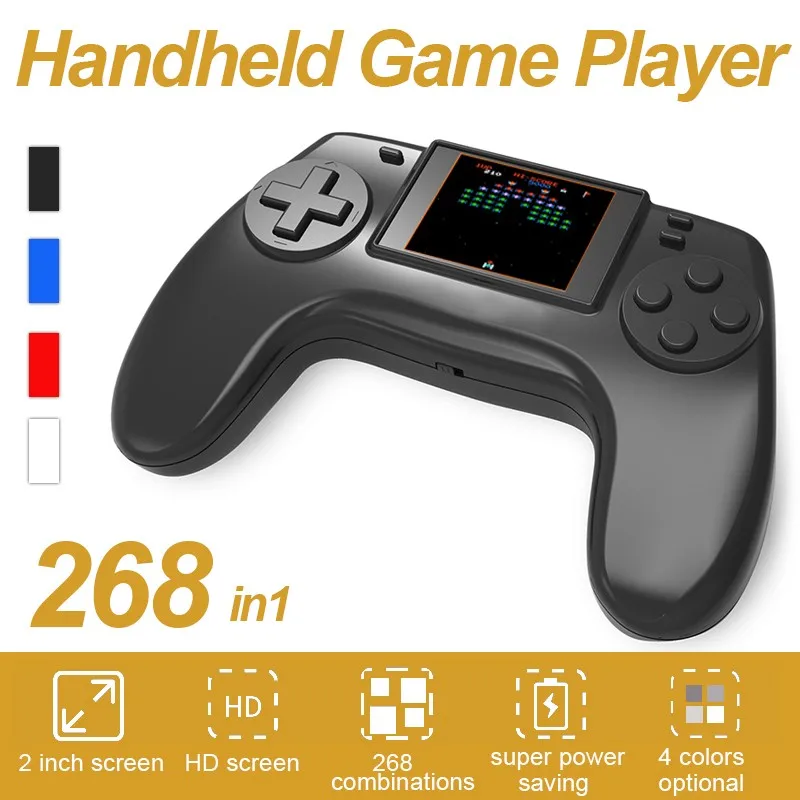 

Retro Handheld Game Player Console Portable 2 inch HD Screen Rocker Eyecare Console Built-in 268 in 1 Games For Kids Child Gift