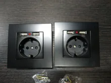 Indicator Panel Outlet Power-Socket Wall Gold Dual-Usb Black White 16A 5V Grey Gray EU