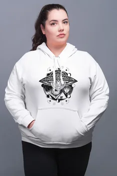 

Angemiel Wear Alien and Corn Pramidi White Women 'S Hooded Sweatshirt