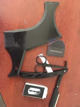 Kit de aseo de barba para hombre, juego de Peine de afeitar, tijeras para moldear el bigote, afeitadora de seguridad, herramienta de cuidado de estilismo