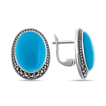 

Earrings made of silver with turquoise Sint. And Marcasite