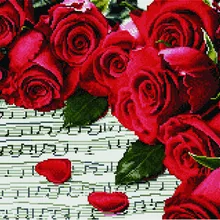 Алмазная мозаика GF 3569 Алые розы и ноты 40*50