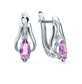 

Silver earrings with amethyst and cubic zirconia sunlight sample 925
