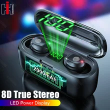 Bluetooth V5.0, беспроводные наушники, стерео Спортивные Беспроводные наушники, наушники, гарнитура, 2000 мАч, мощный светодиодный дисплей для телефона