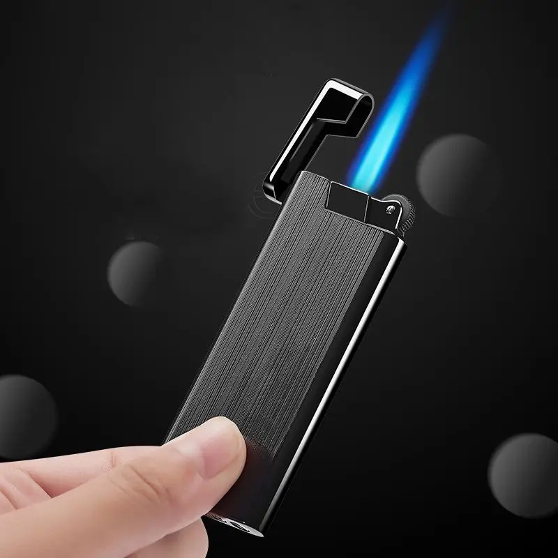 

Mini ultra-thin Grinding Wheel Lighter Windproof Butane Gas Lighters blue Flame Portable Torch Lighter Smoking Accessories
