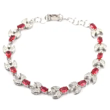 12x10 мм элегантный розовый Raspberry родолит гранат CZ подарок серебряный браслет 8-9,0 дюймов