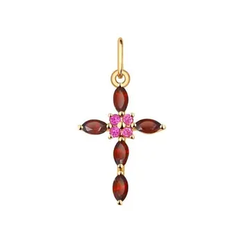 

Cross Sokolov from gold with полудрагоценными inserts, fashion jewelry, 585, women's male, pendants for neck women