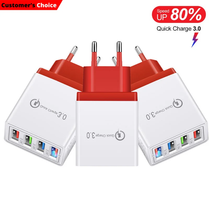 4 порта USB зарядное устройство Quick Charge 3 0 для телефона адаптер Huawei Tablet Xiaomi