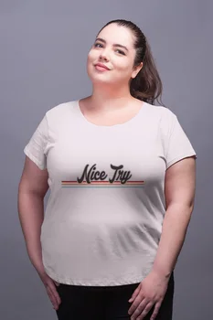 

Angemiel Wear Nice Try White Women Cotton Large Size T-Shirt