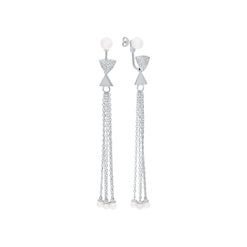 

Silver earrings with pearls cultured and cubic zirconia sunlight sample 925