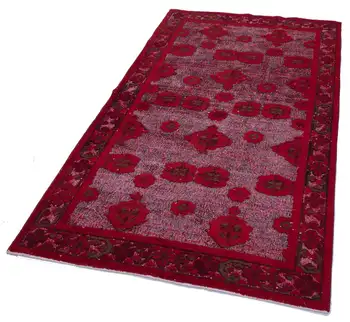 

127x228 Cm Red Handmade Over Dyed Rug-4x7 Ft