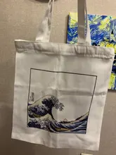 Bolso de lona de gran capacidad con impresión divertida de onda japonesa, bolso de hombro femenino de moda Harajuku con dibujos y letras Ulzzang con cremallera