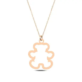 

Angemiel 925 Sterling Silver Teddy Bear Simple Necklace-Rose Gold Plated