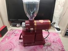 JIQI-molinillo de café eléctrico, máquina moledora de frijol, rebaba plana, rectificadora de 220V/110V, color rojo/negro, para UE y EE. UU.