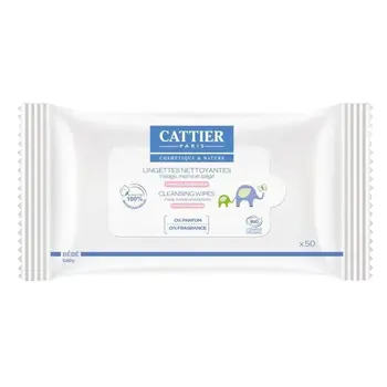 

CATTIER Lot of 50 baby wipes unscented: face, hands, seat