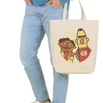 

Angemiel Bag Large Sesame Street Bert and Ernie Shopping Beach Tote Bag