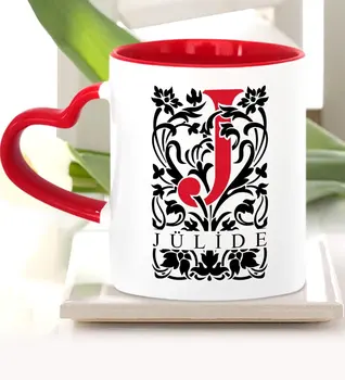 

Personalized Letter J Red Heart Mug Cup (Model 2)