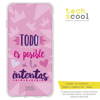 

FunnyTech®Stand case for Sony Xperia XA2 Silicone plus L Frase "Todo is possible" fund rose