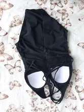 Bañador grande de una pieza con espalda abierta para mujer, traje de baño Retro de alta calidad con escote en V profundo, Color sólido, ropa de playa, Bikini