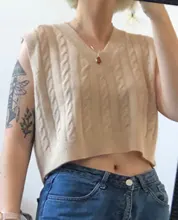 1DayShipAutumn suéter de las mujeres Chaleco de punto estilo coreano estudiante cuello suelto Jersey Casual de tejido Tops ropa