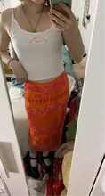 Faldas de estilo informal bohemio para mujer, faldas de cintura alta con estampado Floral, color Naranja, a media pierna, para playa, fiesta y vacaciones