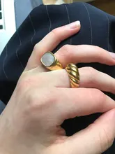 Anillos Croissant de acero inoxidable para mujer, sortija trenzada, anillo de cúpula gruesa, joyería, anillo llamativo