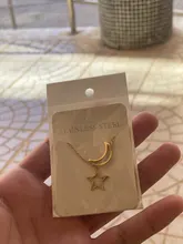 DOTIFI para mujeres collares pendiente doble cadena larga Luna estrella Acero inoxidable collar joyería T41