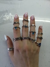 Tocona 13 unids/set Bohemia Color de plata antiguo corona unicornio con flores tallado anillos de nudillo anillos para la joyería de las mujeres 4841