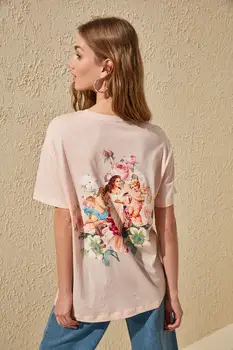 

Trendyol Backpack Printed Boyfriend Knitted T-Shirt TWOSS20TS0271