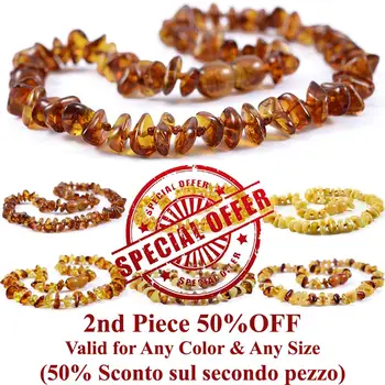 

Genuine Baltic Amber Teething Necklace Chips - Cognac Lemon White - Baby & Adult Size - SPECIAL OFFER - 2nd PIECE 50% OFF