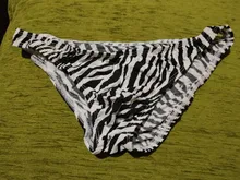 Ropa interior Gay para hombre, bañador de tela elástica con estampado de raya de cebra, calzoncillos de cintura baja