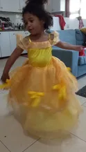 Belle Dress Costume Birthday-Party Girls Children Long-Gown Halloween Golden New