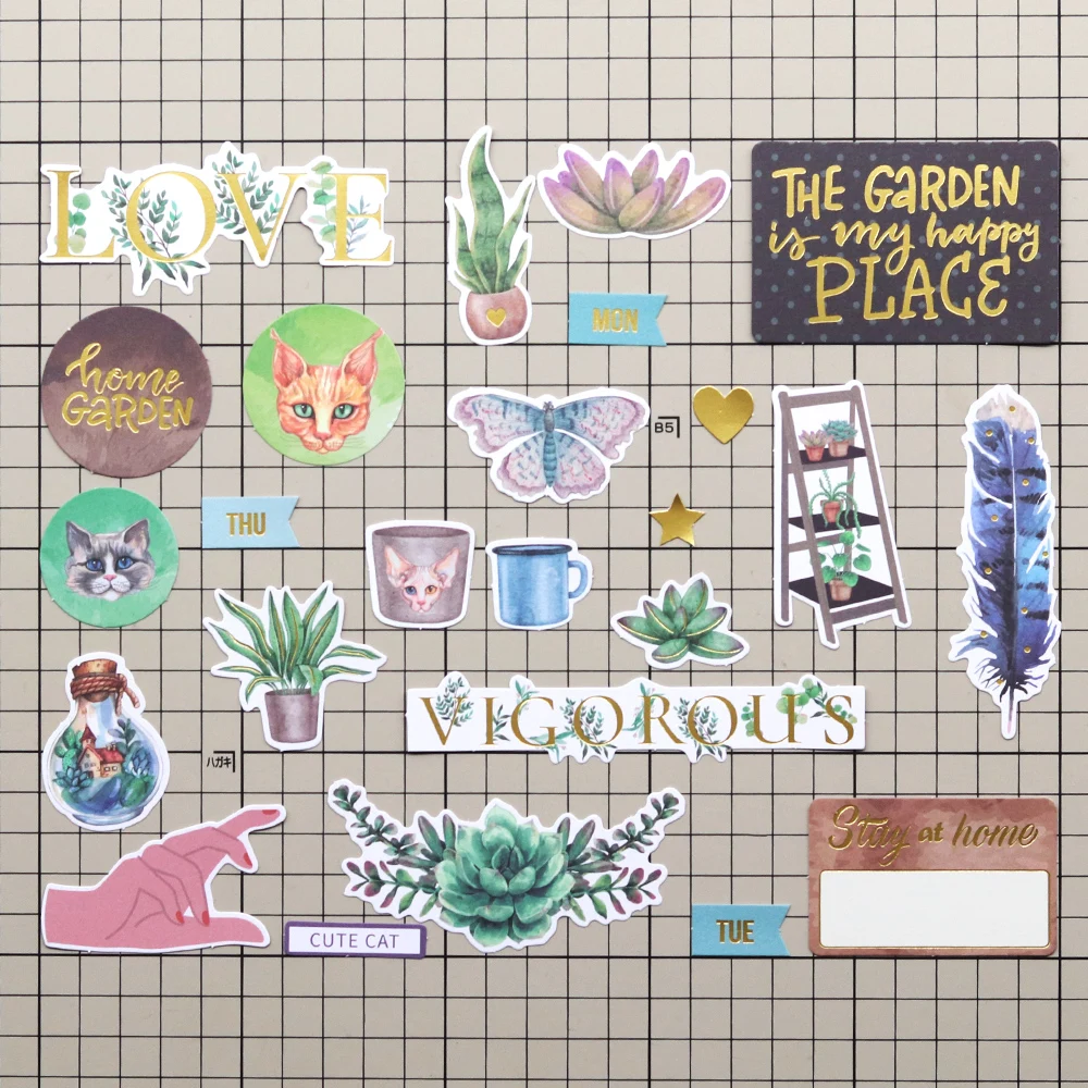 Creative Path 136 Stück kreative Scrapbooking-Stanzformen, niedliche Katzen, Sukkulenten, Papier-Stanzformen, Ephemera für Journaling und Kartenherstellung – Detail 3